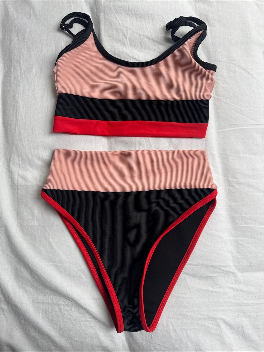 Beach Riot Emmy Bikini Size XS - Baby Pink, Love Red, & Black